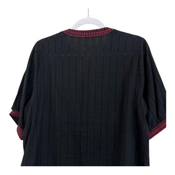 Savanna Jane Embroidered Top Size Medium Beaded Flowers Short Sleeve Cotton - Picture 7 of 12